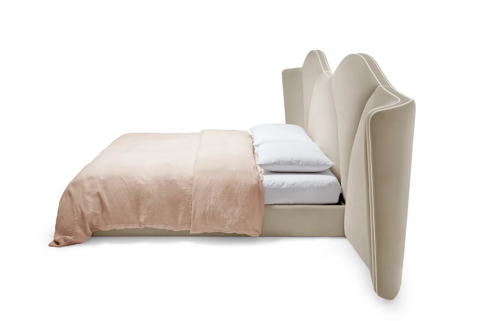 Кровать Capoliveri с фигурным изголовьем на цоколе на заказ, фото 6