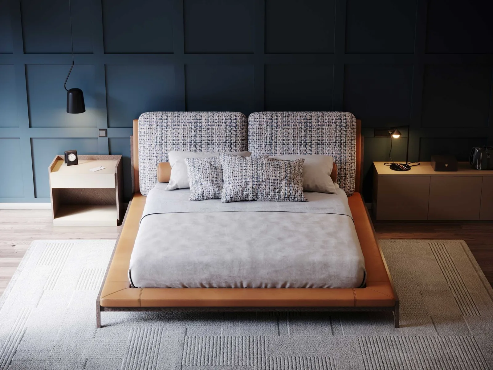 Кровать Castiglione с изголовьем из подушек на ножках на заказ, фото 9