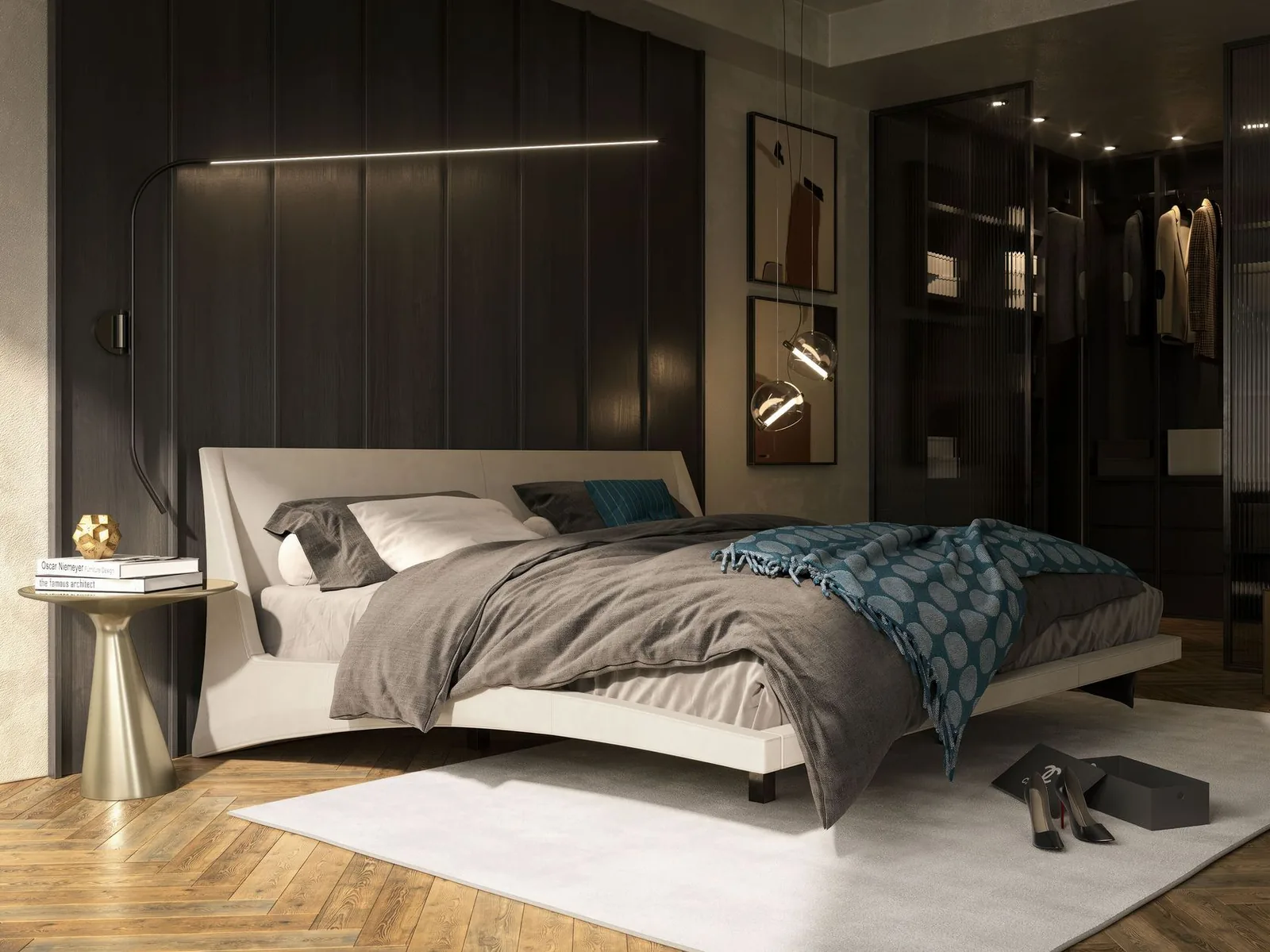 Парящая кровать Rapallo с фигурным изголовьем на заказ, фото 2